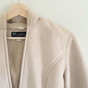 Vintage Mudd nude Faux Fur Lined Hooded Coat